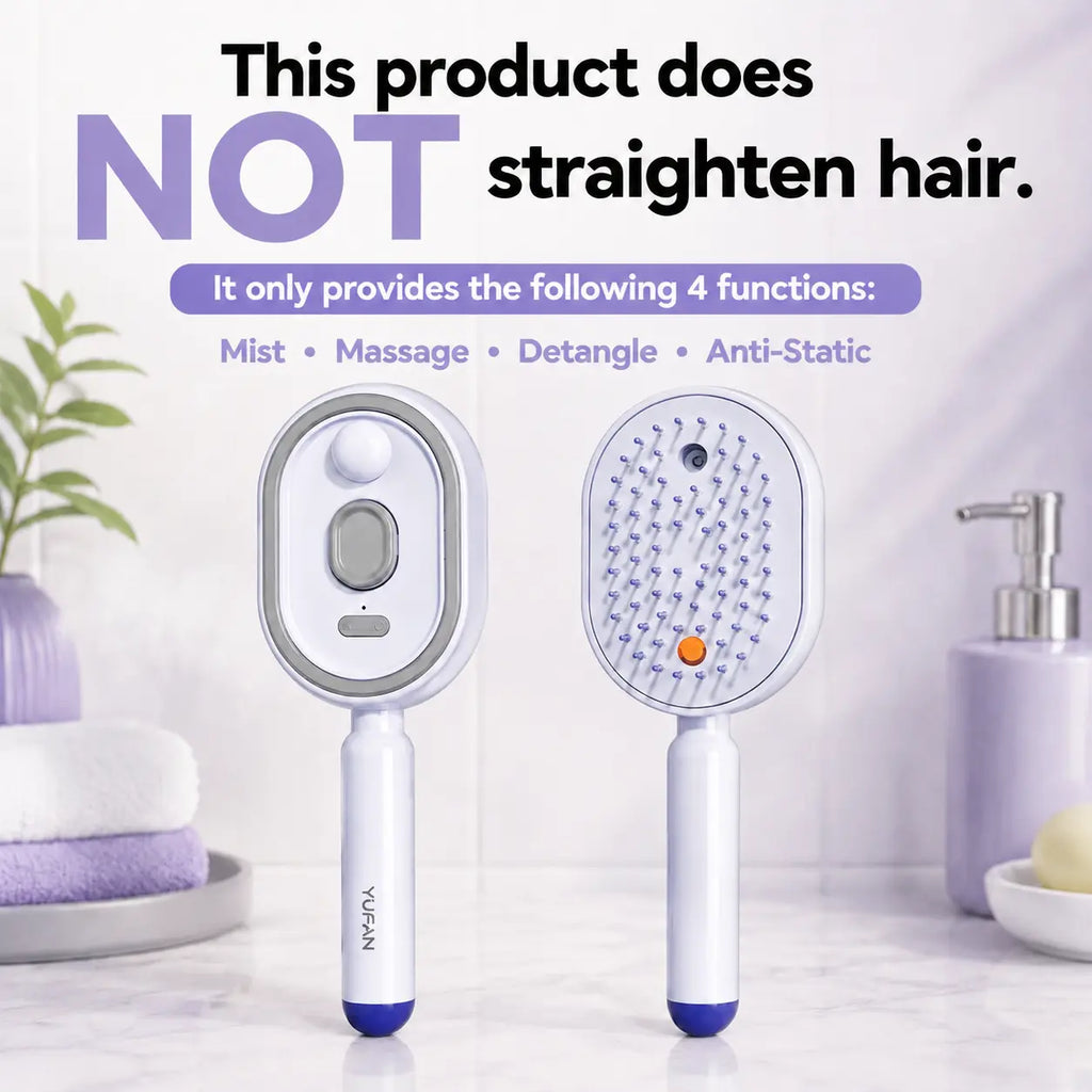 Electric Spray Air Cushion Massage Comb – Self-Cleaning, Anti-Tangle, Anti-Static, Volumizing Hair Brush with Essential Oil Mist Aromatherapy for Hair Care