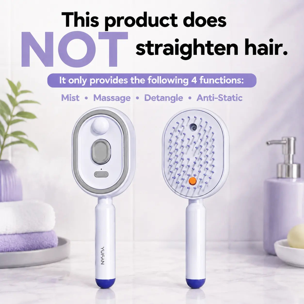 Electric Spray Air Cushion Massage Comb – Self-Cleaning, Anti-Tangle, Anti-Static, Volumizing Hair Brush with Essential Oil Mist Aromatherapy for Hair Care