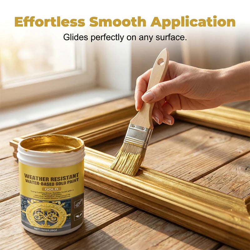 ✨Premium Weather Resistant Water-Based Gold Paint💛🎨Brilliant Metallic Shine That Lasts