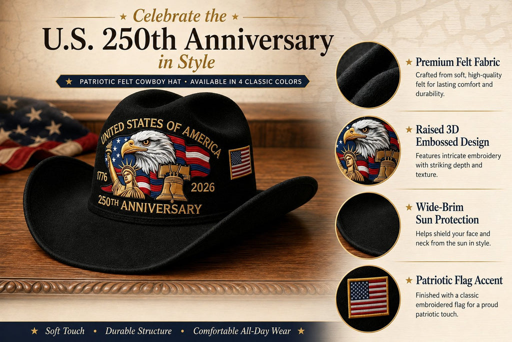 🔥LAST DAY 49% OFF - 🤠Unisex Patriotic-Themed Felt Cowboy Hat🦅💙