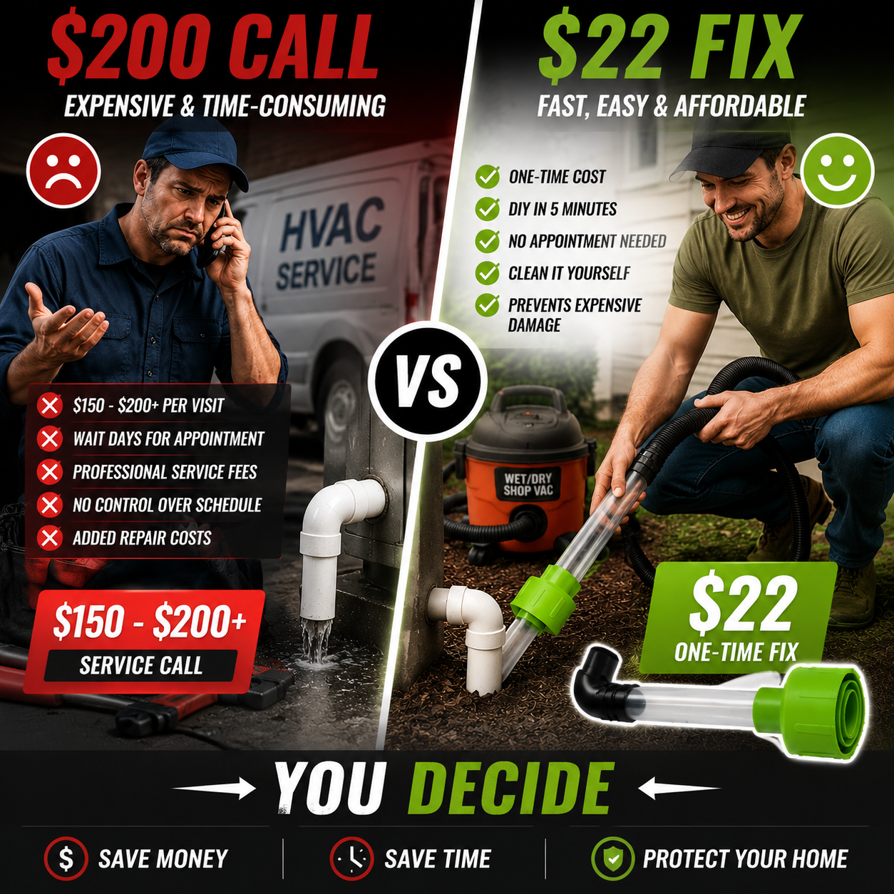 Clear Your AC Drain in Minutes — No Plumber Needed