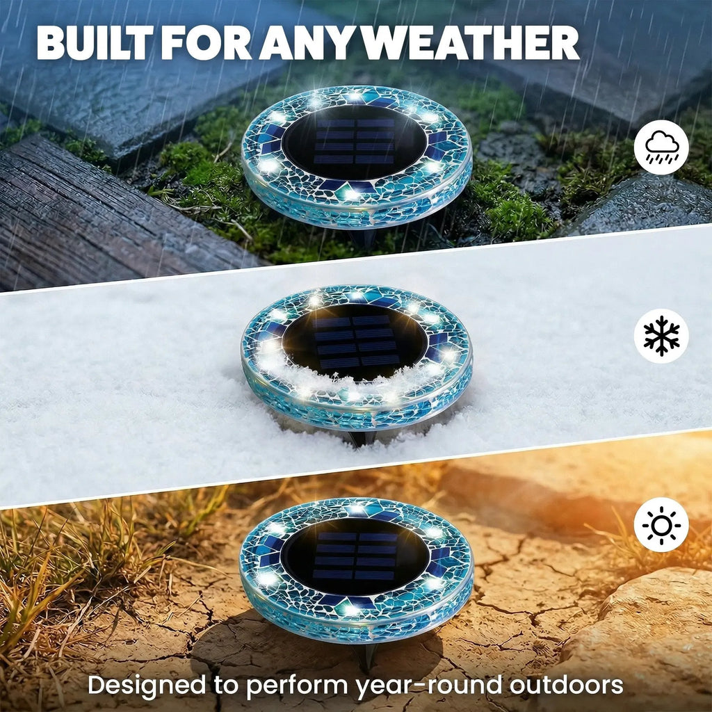 ✨4/8 Pack Solar Outdoor Mosaic Disk Lights, Waterproof Decorative Pathway LED Light