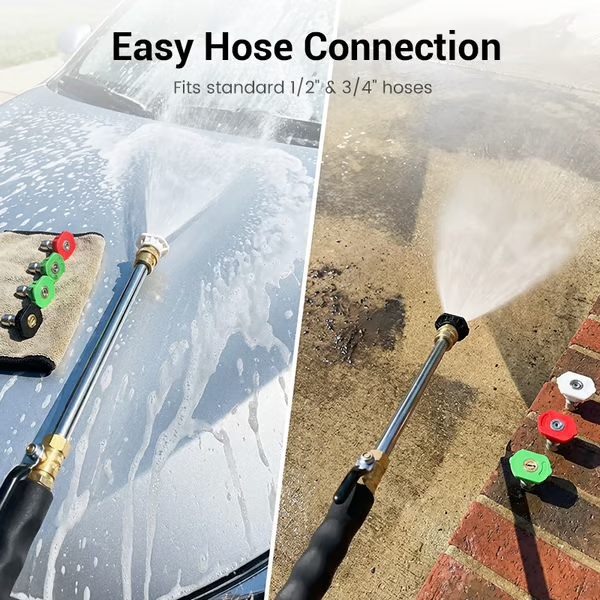 High-pressure water gun – 3 interchangeable nozzles, durable aluminium alloy & powerful ✨