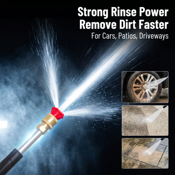 High-pressure water gun – 3 interchangeable nozzles, durable aluminium alloy & powerful ✨