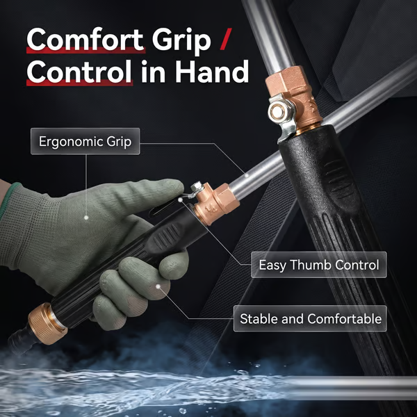 High-pressure water gun – 3 interchangeable nozzles, durable aluminium alloy & powerful ✨