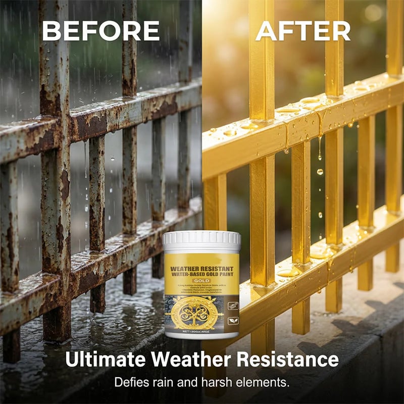 ✨Premium Weather Resistant Water-Based Gold Paint💛🎨Brilliant Metallic Shine That Lasts