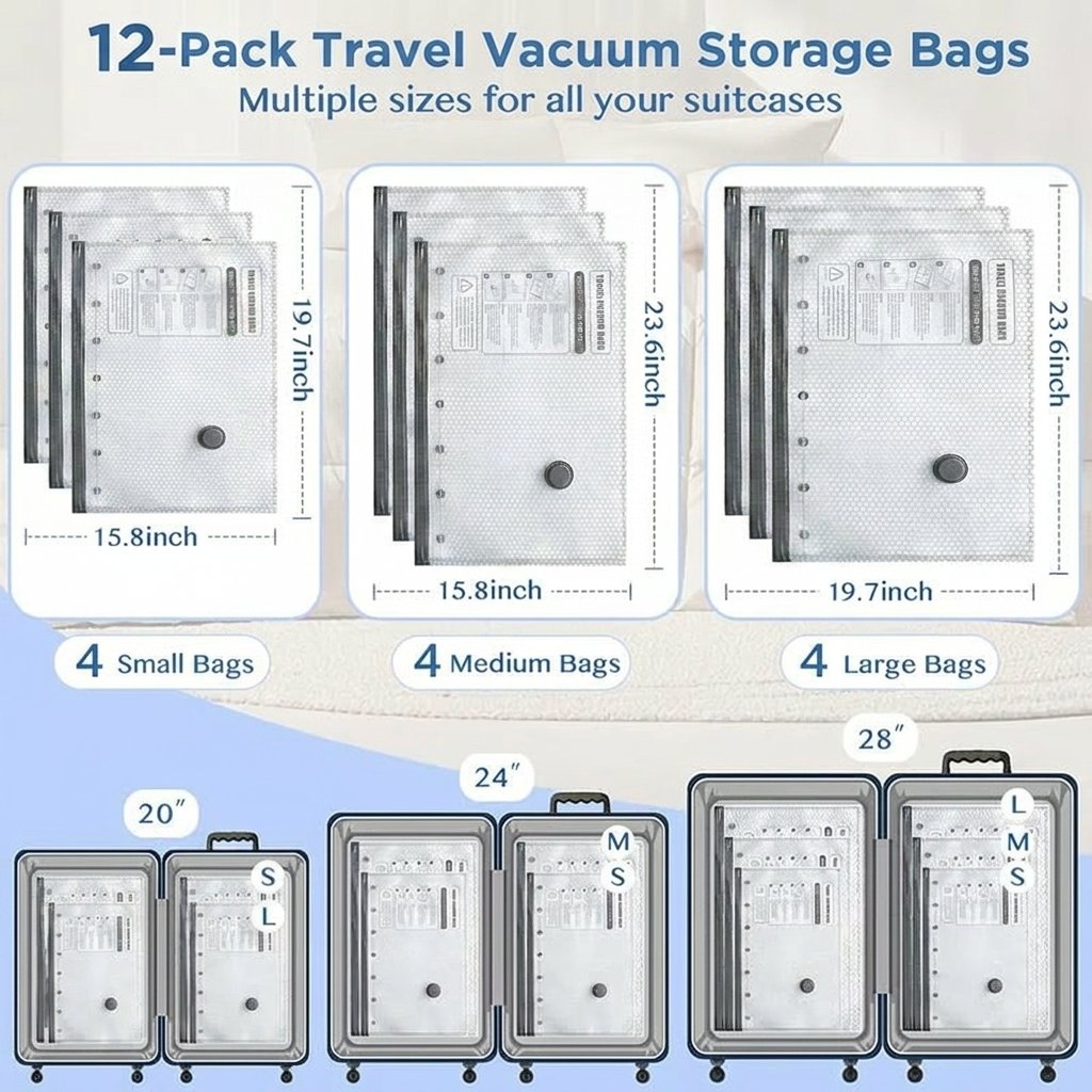 Last Day Hot Sale 49% OFF🔥Rechargeable Vacuum Pump Travel Storage Bag Set