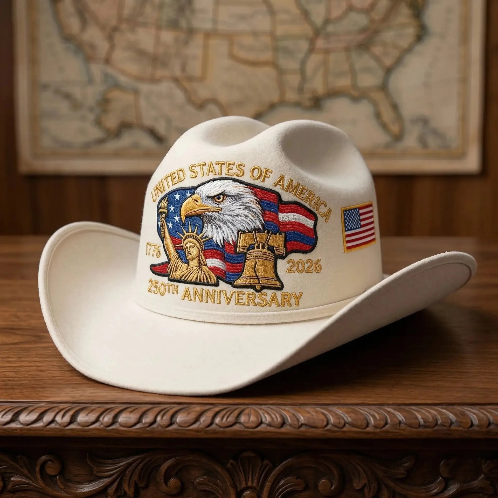 🔥LAST DAY 49% OFF - 🤠Unisex Patriotic-Themed Felt Cowboy Hat🦅💙