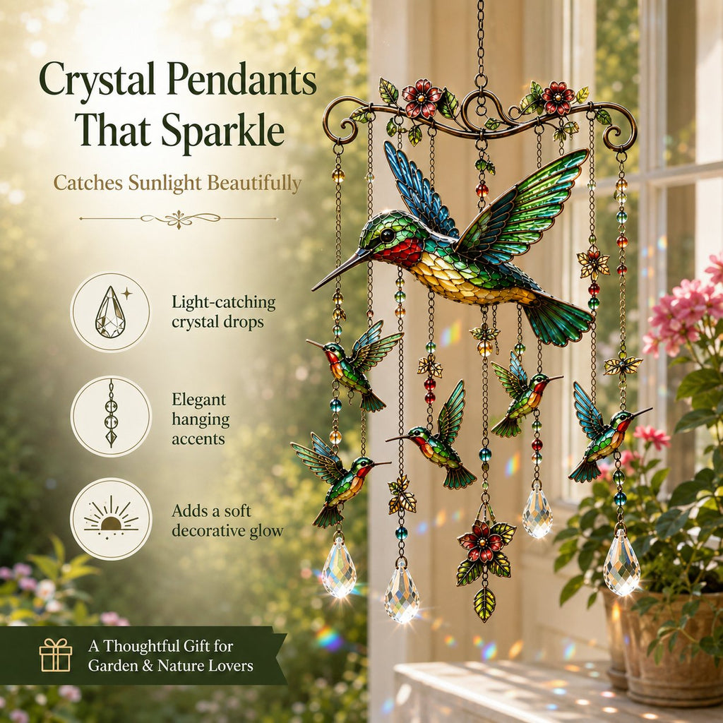 🌸Elegant Hummingbird Garden Wind Chime Suncatcher