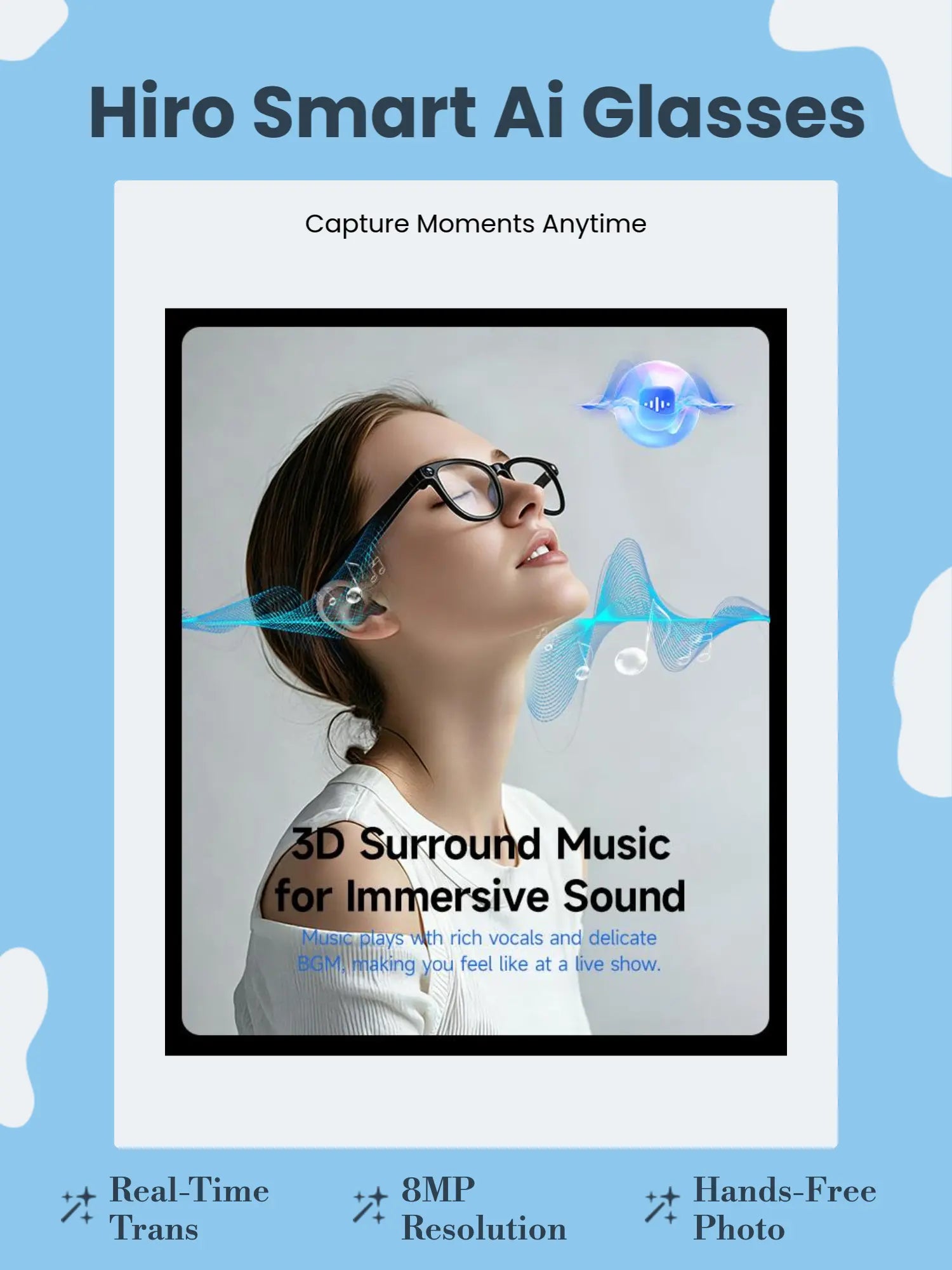 😎Next-Gen AI Smart Glasses – 8MP Camera, 160+ Languages & Hands-Free Video