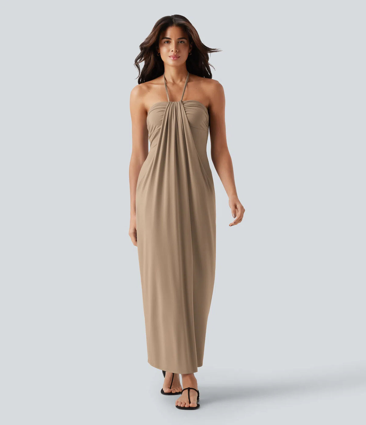 Halter Tie Back Maxi Dress with Pockets