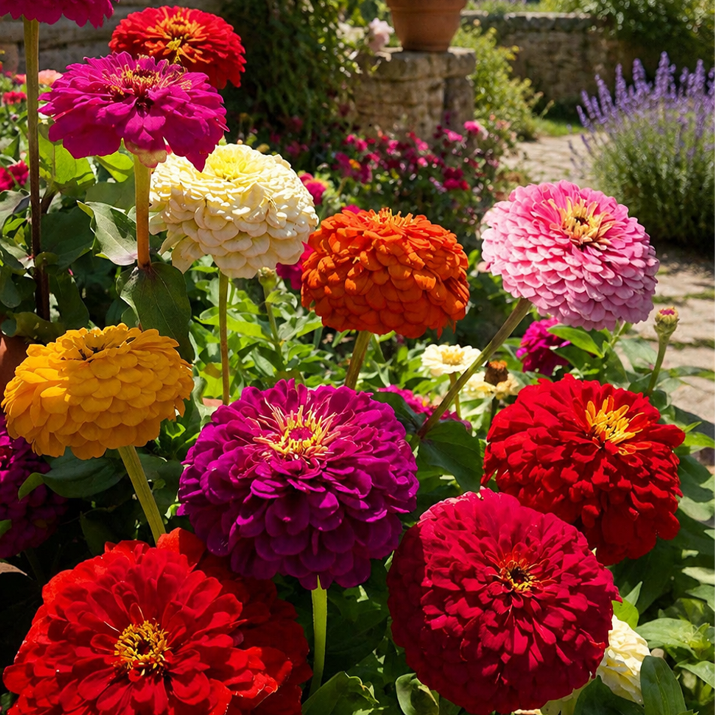 100-Day Bloom Mixed Zinnia Seeds – Easy-Grow Colorful Flowers for Sunny Gardens