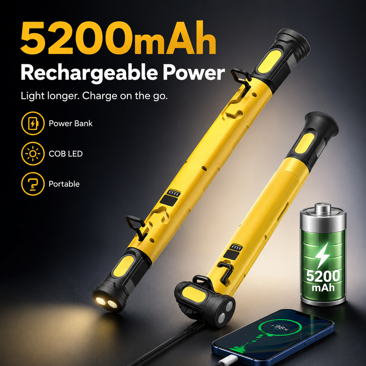🔥🌟🔦Multifunctional magnetic rechargeable work light💡 Ideal for Mechanic, Car Repair & Garage Use