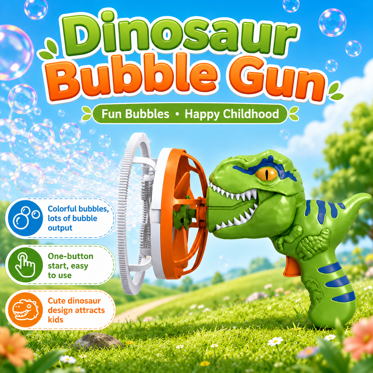 🦖Dinosaur Bubble Gun – Fun Bubbles, Happy Childhood