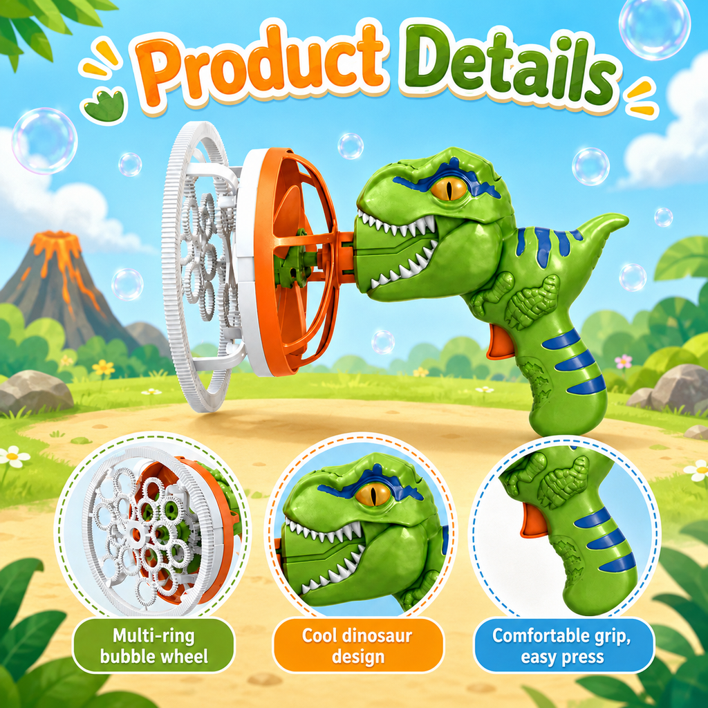🦖Dinosaur Bubble Gun – Fun Bubbles, Happy Childhood