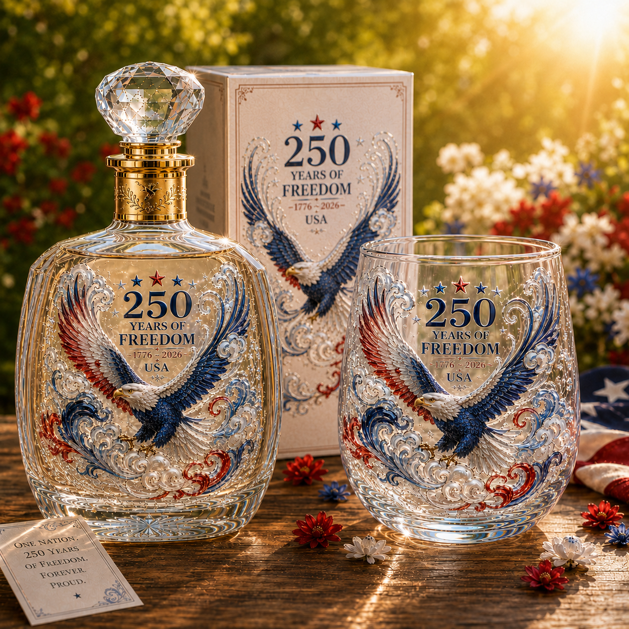 Limited Edition 2026 USA 250 Years of Freedom Eagle Glass Gift Set