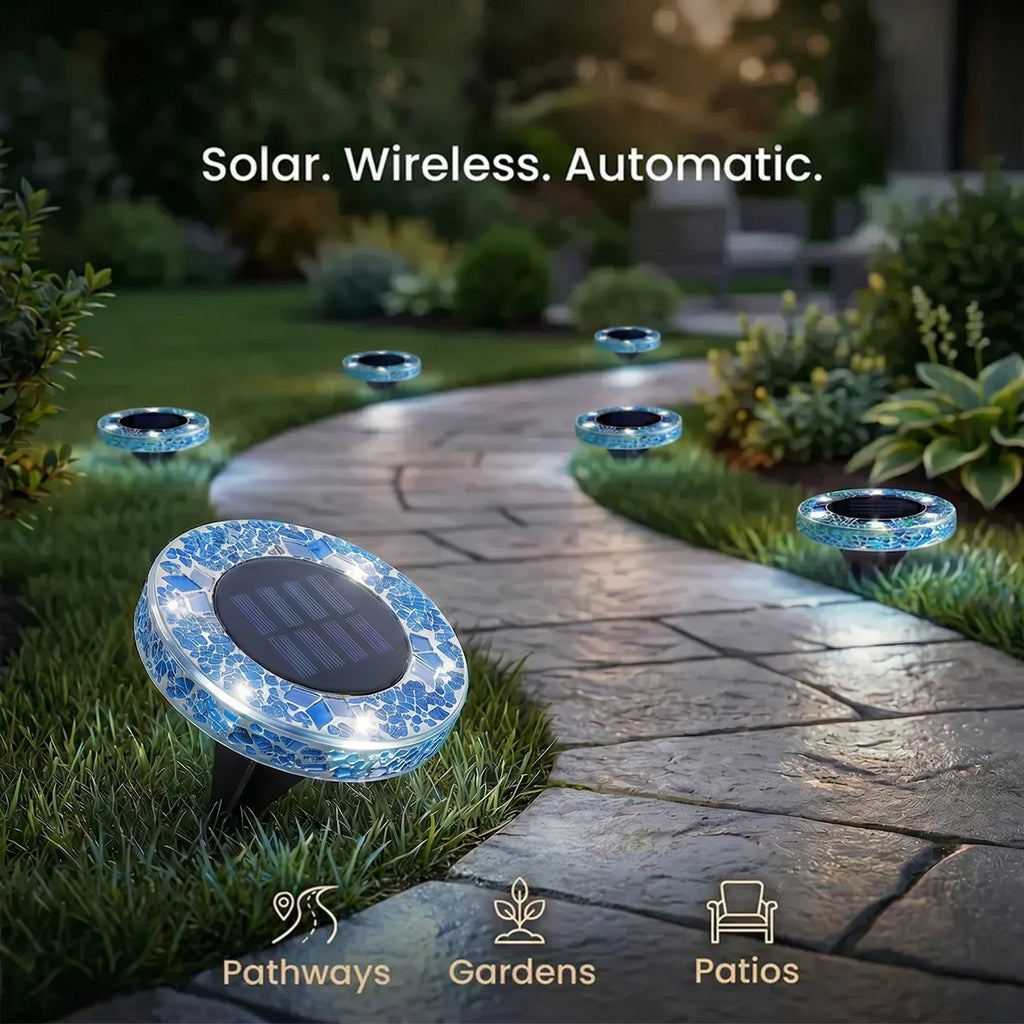 🛋️Solar Mosaic Lights – Waterproof LED Pathway Lights with Auto On/Off