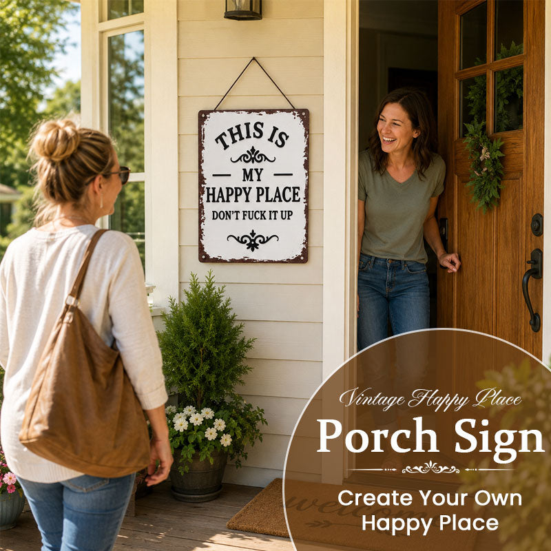 “This Is My Happy Place” Rustic Wooden Hanging Sign ✨🏡💖