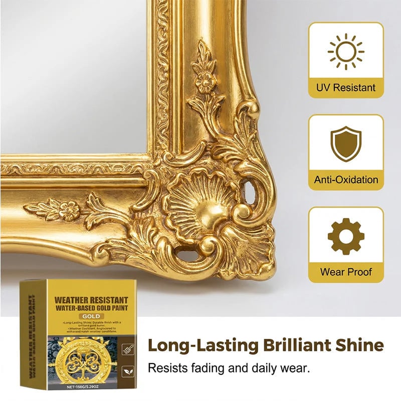 ✨Premium Weather Resistant Water-Based Gold Paint💛🎨Brilliant Metallic Shine That Lasts