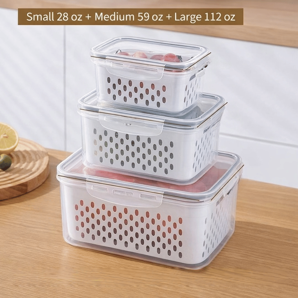 4-in-1 Produce Storage Containers (3-Pack Set)
