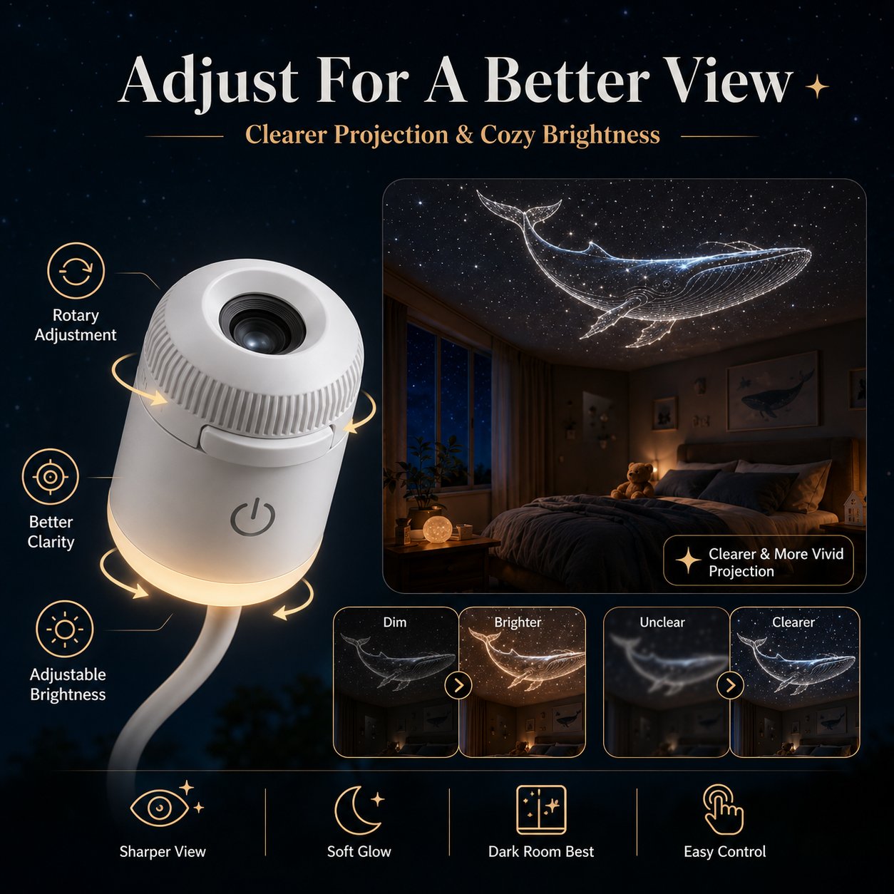 🐋 Dreamy Whale Ocean Sky Projector