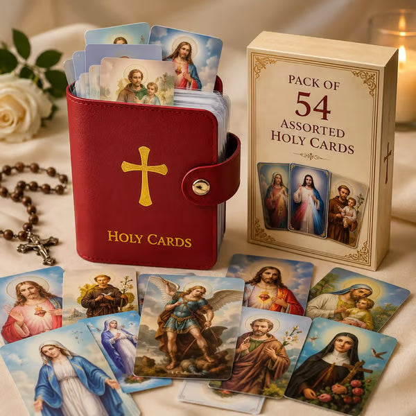 🙏Catholic Faux Leather Holy Card Holder – Pocket Prayer Card Organizer with Snap Closure🎁