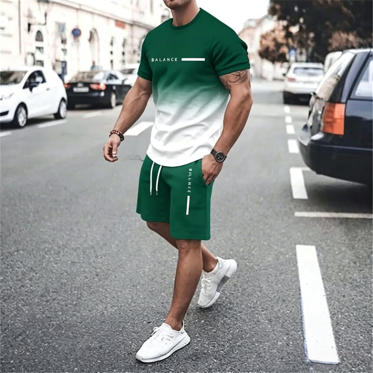🔥Best Gift For Father's Day 🎁Men's Gradient Fitness 2-Piece Set