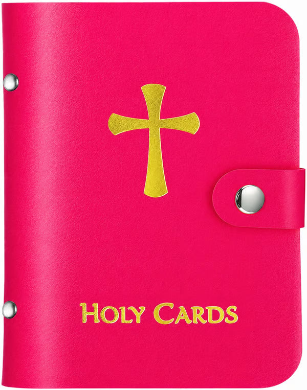 🙏Catholic Faux Leather Holy Card Holder – Pocket Prayer Card Organizer with Snap Closure🎁