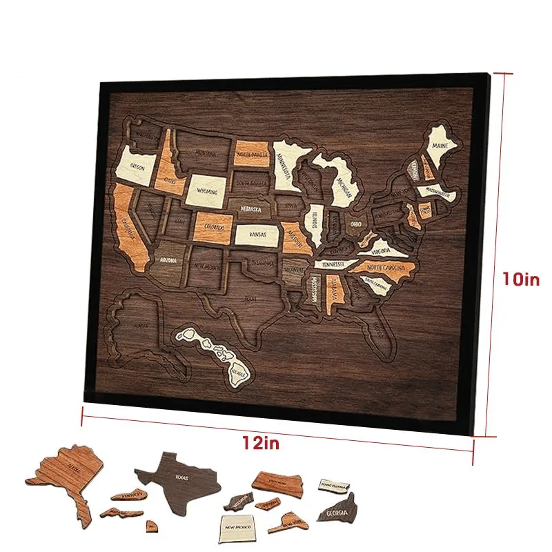 🔥Last Day 49% OFF -❤️Wooden USA Travel Map Puzzle🧩A Stylish Way to Track Your Journey & Memories