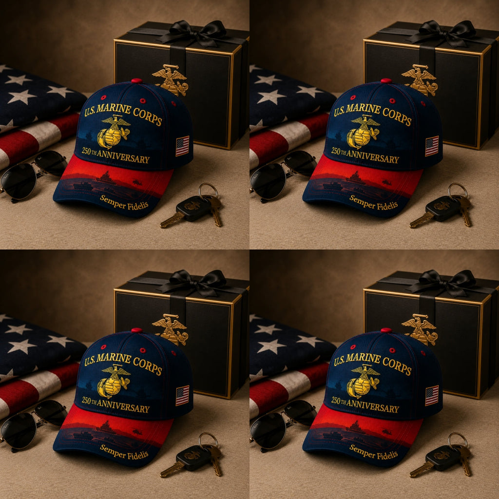 🇺🇸🎖️ U.S. Marine Corps 250th Anniversary Commemorative Cap – Embroidered Eagle, Globe & Anchor with "Semper Fidelis" Motto