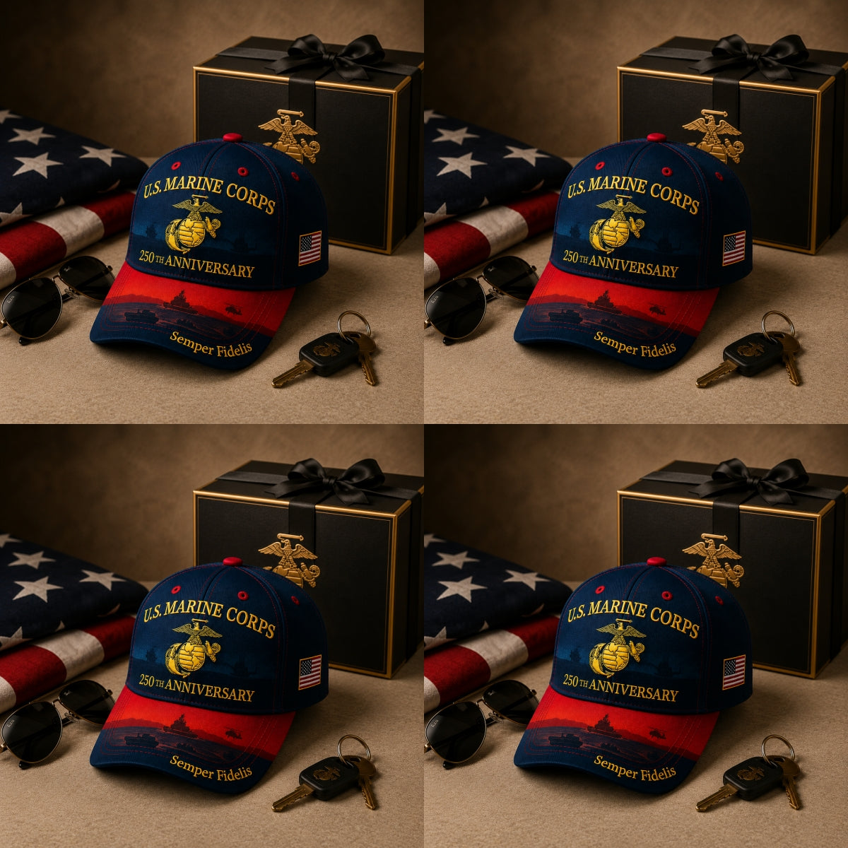 🇺🇸🎖️ U.S. Marine Corps 250th Anniversary Commemorative Cap – Embroidered Eagle, Globe & Anchor with "Semper Fidelis" Motto