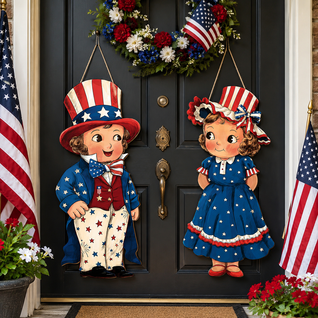 Patriotic Wooden Hanging Door Signs