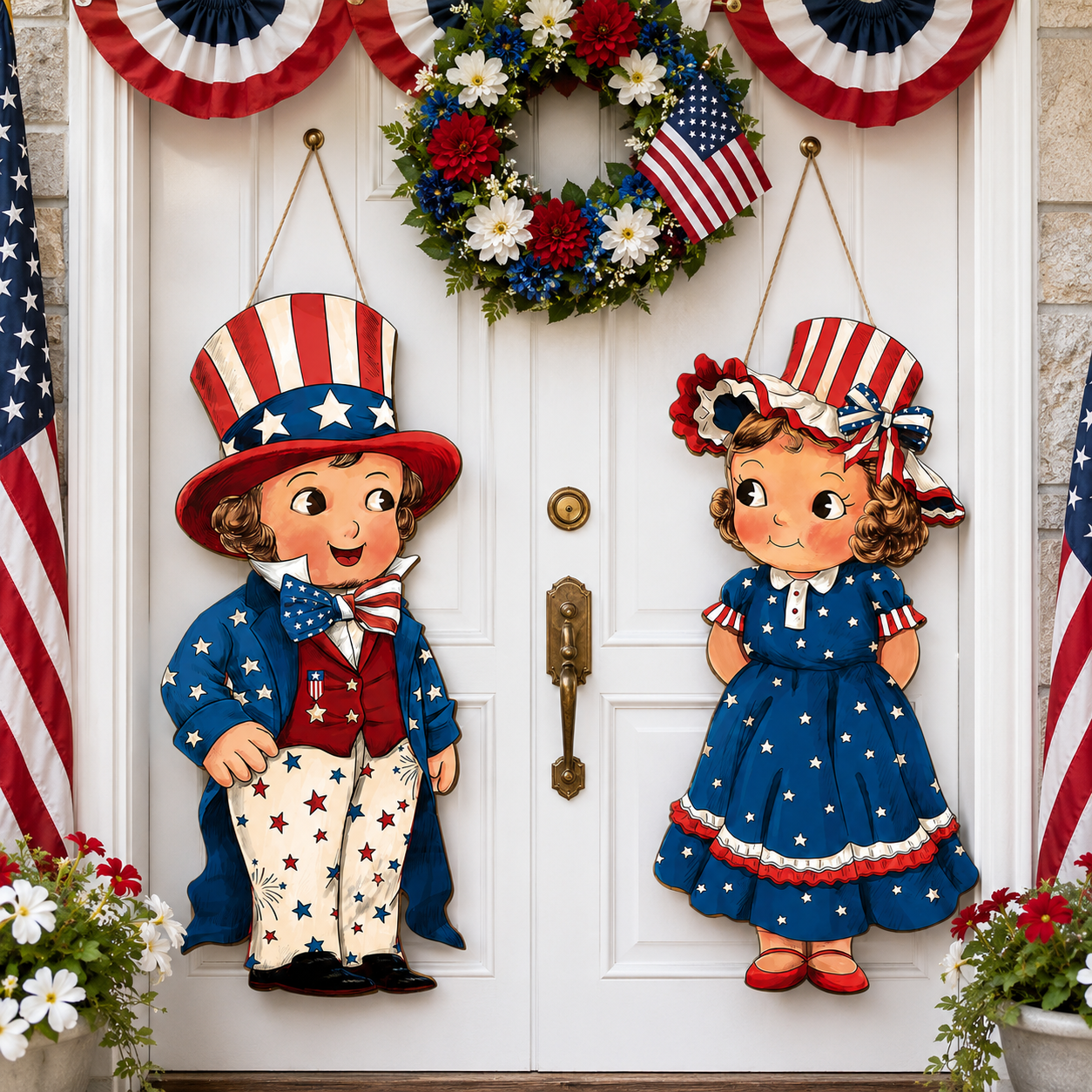 Patriotic Wooden Hanging Door Signs