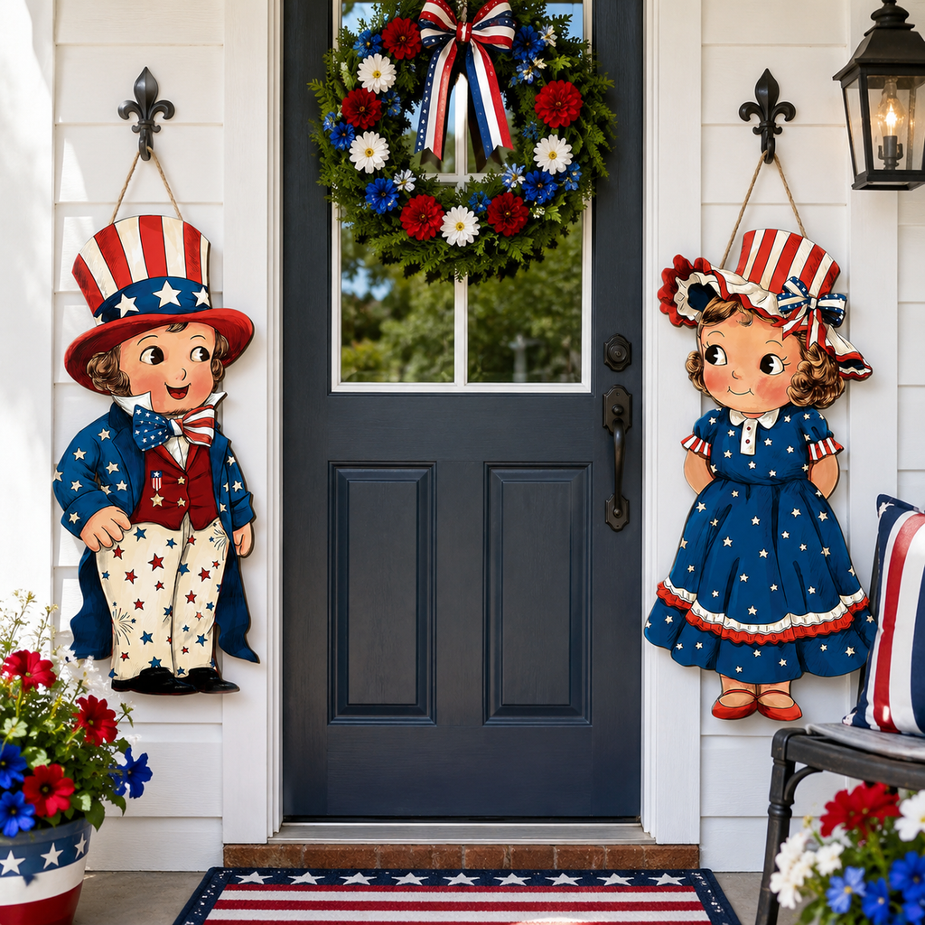 Patriotic Wooden Hanging Door Signs