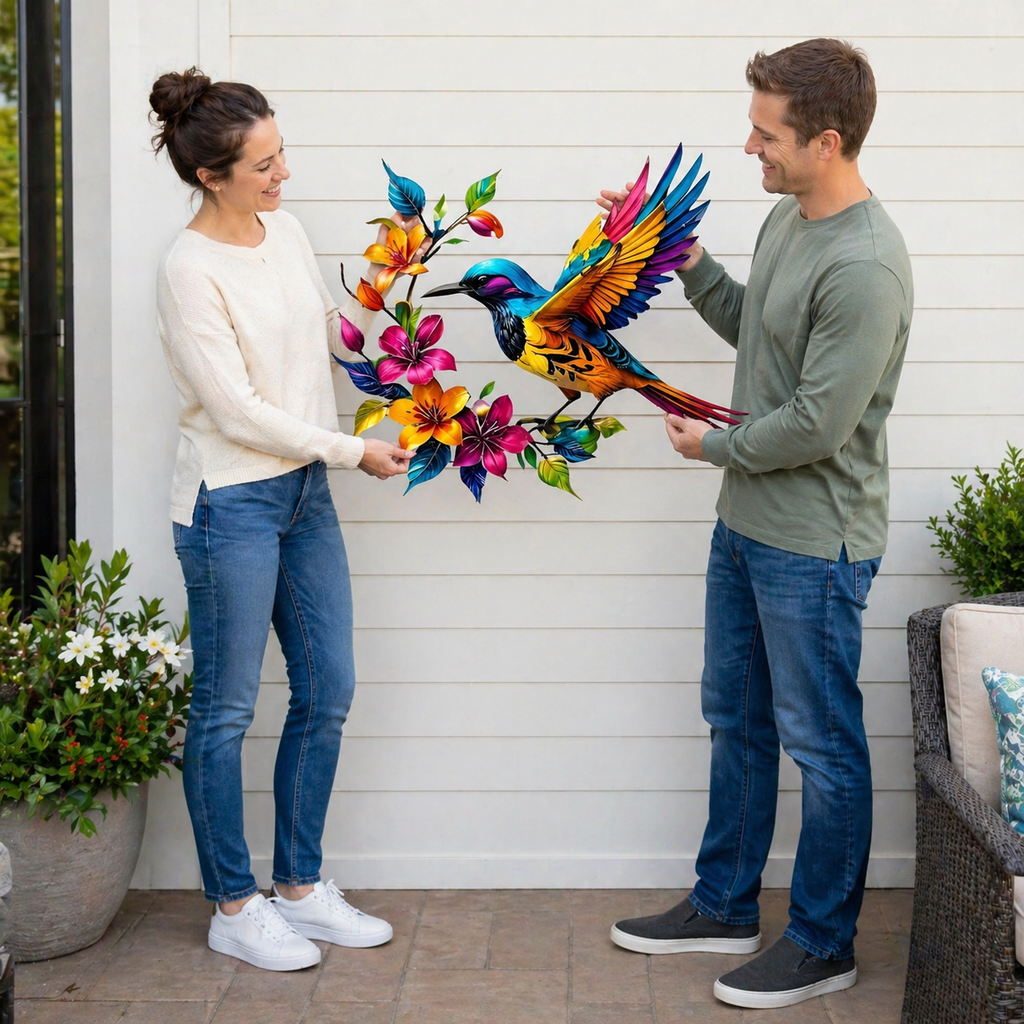 🔥2026 Hot Sale - 🐦Hummingbird Bloom Metal Wall Art