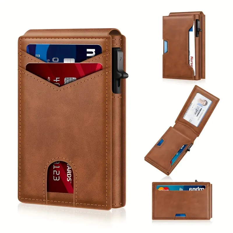 💰  Pop-Up Men's Wallet – Slim Design, Smart Access, Secure RFID Blocking