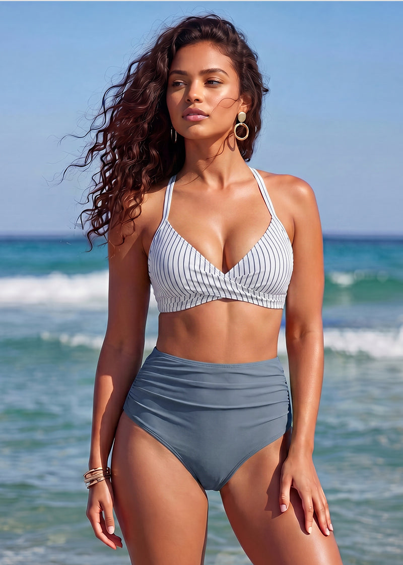 ✨High-Waisted Tummy Control Mesh Bikini Set