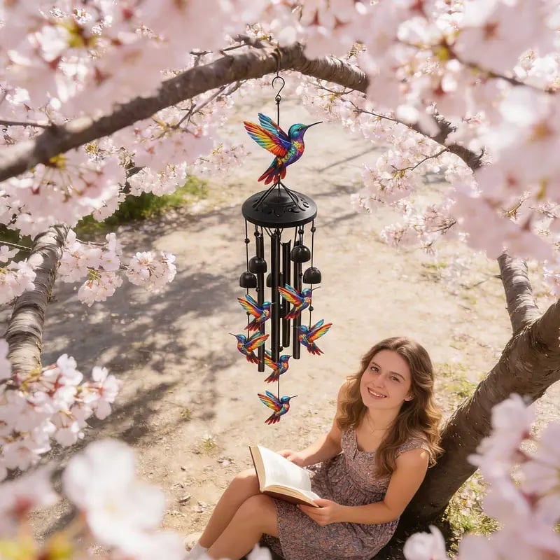 🔥Juneteenth 49% OFF-🐦Vintage Colorful Hummingbird Wind Chime with Metal Tubes and Bells