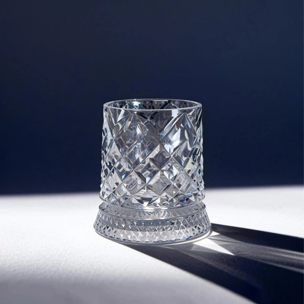 Luxury 360° Spinning Crystal Glass – Star-Cut Stress Relief Whiskey & Wine Glass