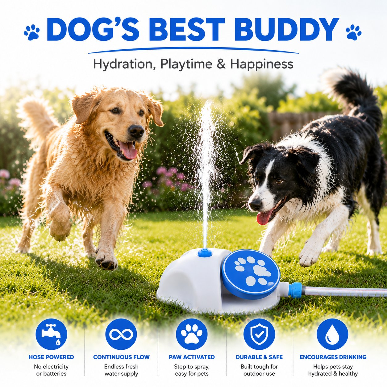 Outdoor Step-On Dog Water Fountain
