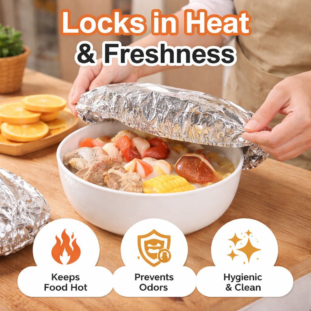 🍳Aluminum Foil Heat Shield Covers – No Plastic, Heat-Resistant, Reusable