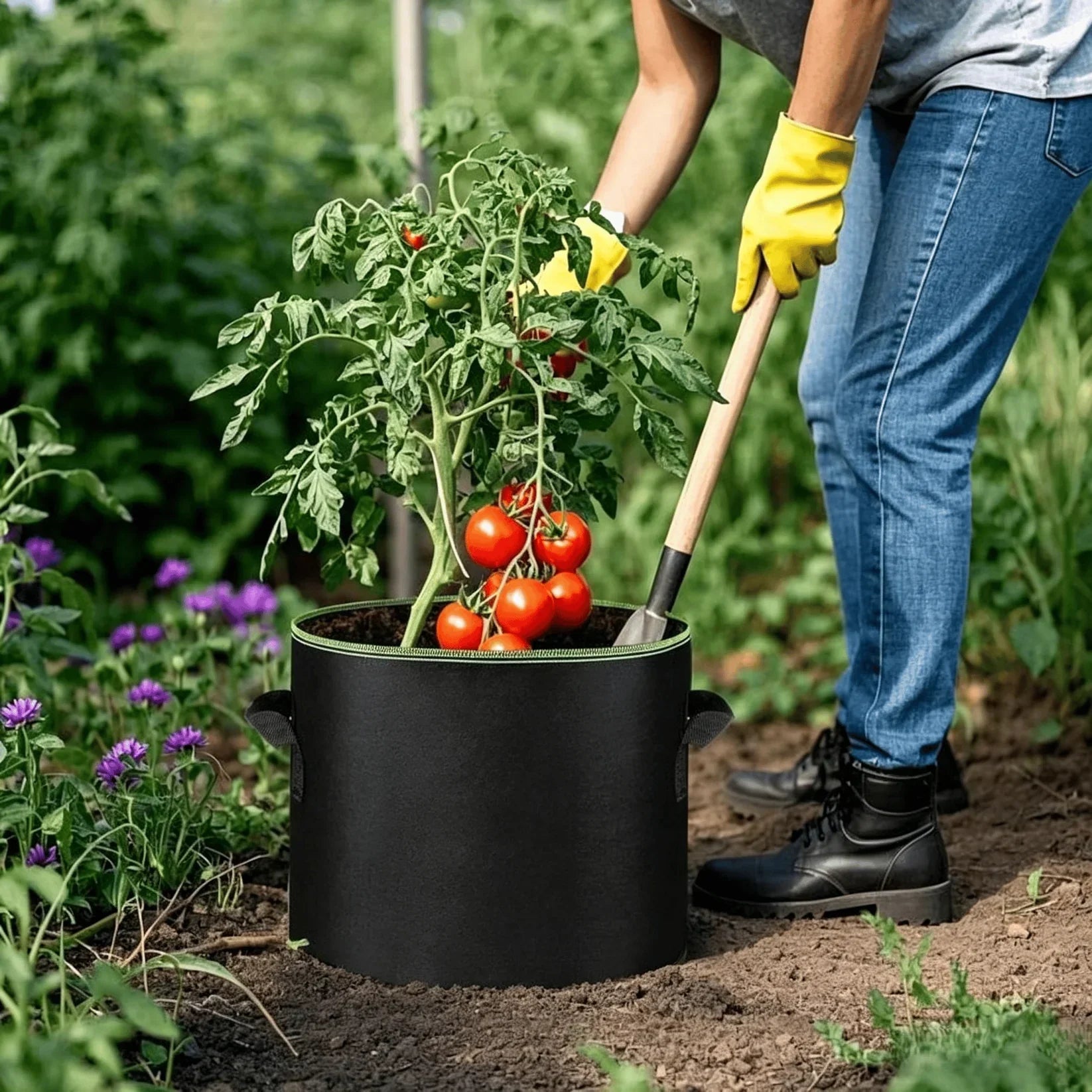 🌱 5-Pack 5 Gallon Grow Bags – Heavy Duty Aeration Fabric Pots with Handles for Vegetables, Flowers & Fruits