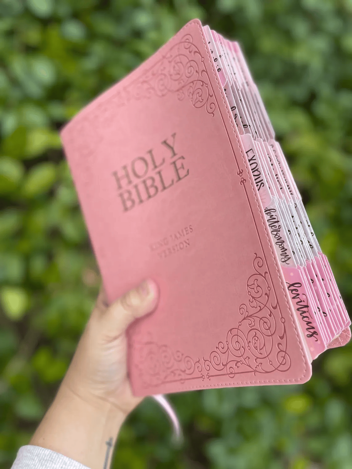 🔥LAST DAY 50% OFF -📖Beautiful KJV Pink Leather Soft Giant Print Bible with Ombre Tabs🙏🏼