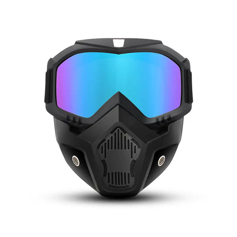 A Full-face Goggle with Anti-fog High-definition Lenses, a Detachable and Adjustable Ski Mask, and a Comfortable Sponge Pad - Made of Plastic.