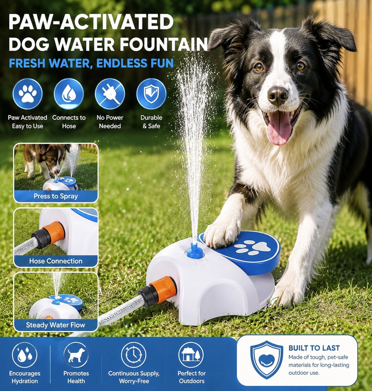 Outdoor Step-On Dog Water Fountain