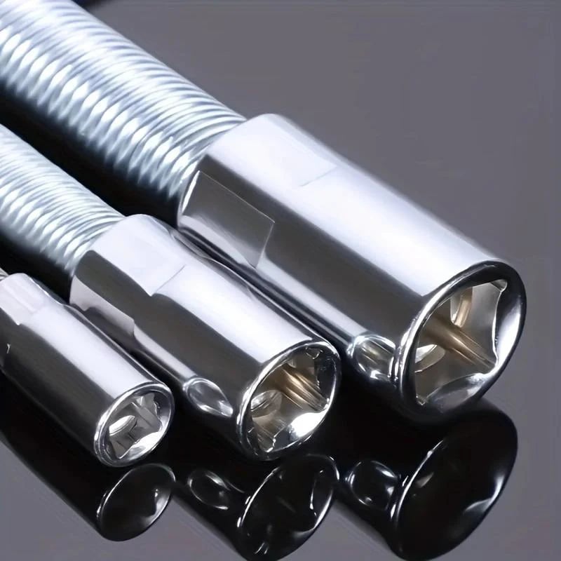 Flexible Socket Extension Bar Set – Bendable Ratchet Wrench Extensions for Tight Spaces, Carbon steel Automotive Repair Tool Kit