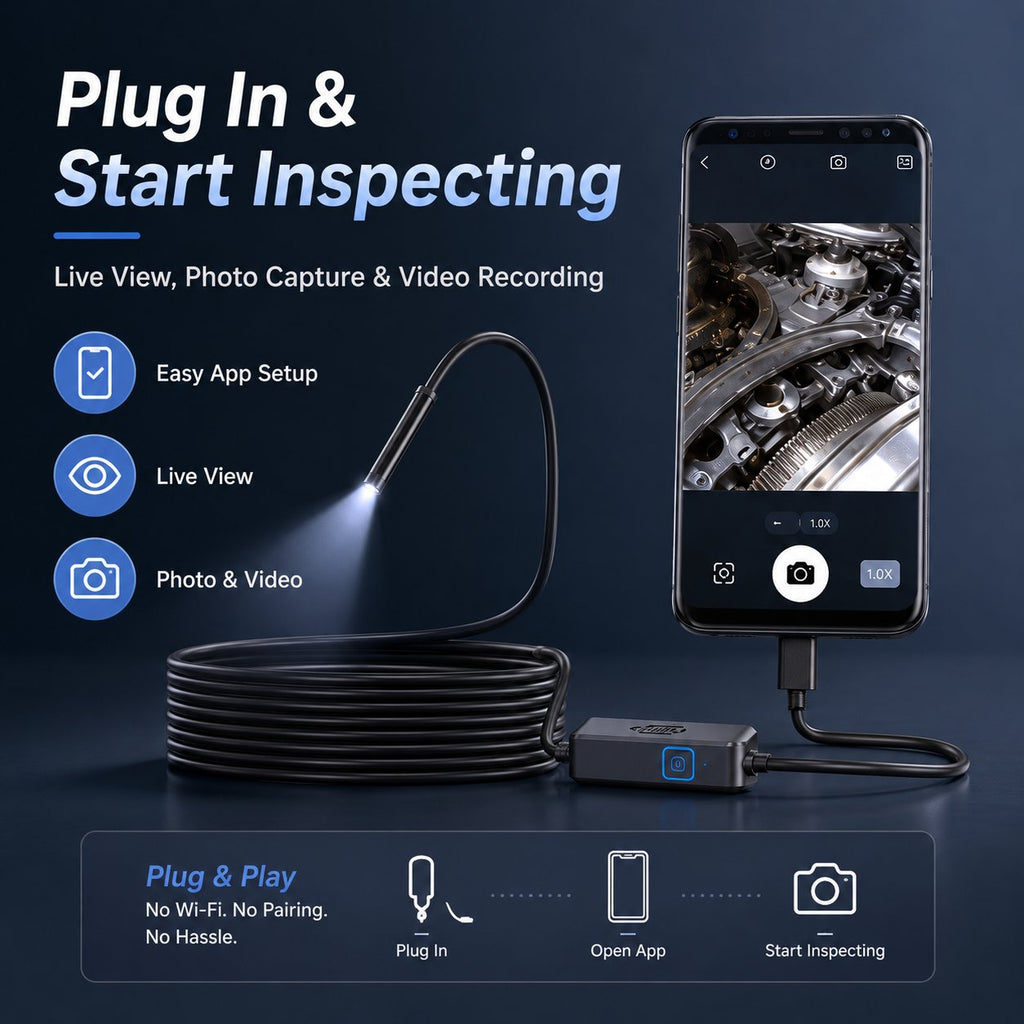 Flexible Type-C Inspection Camera With LED Light