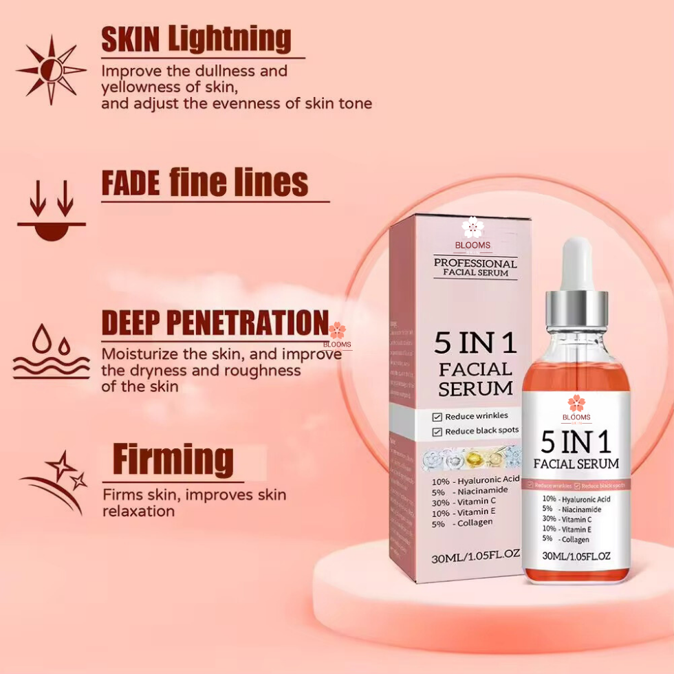 JAYSUING 5-in-1 Face Serum with Hyaluronic Acid & Vitamin C