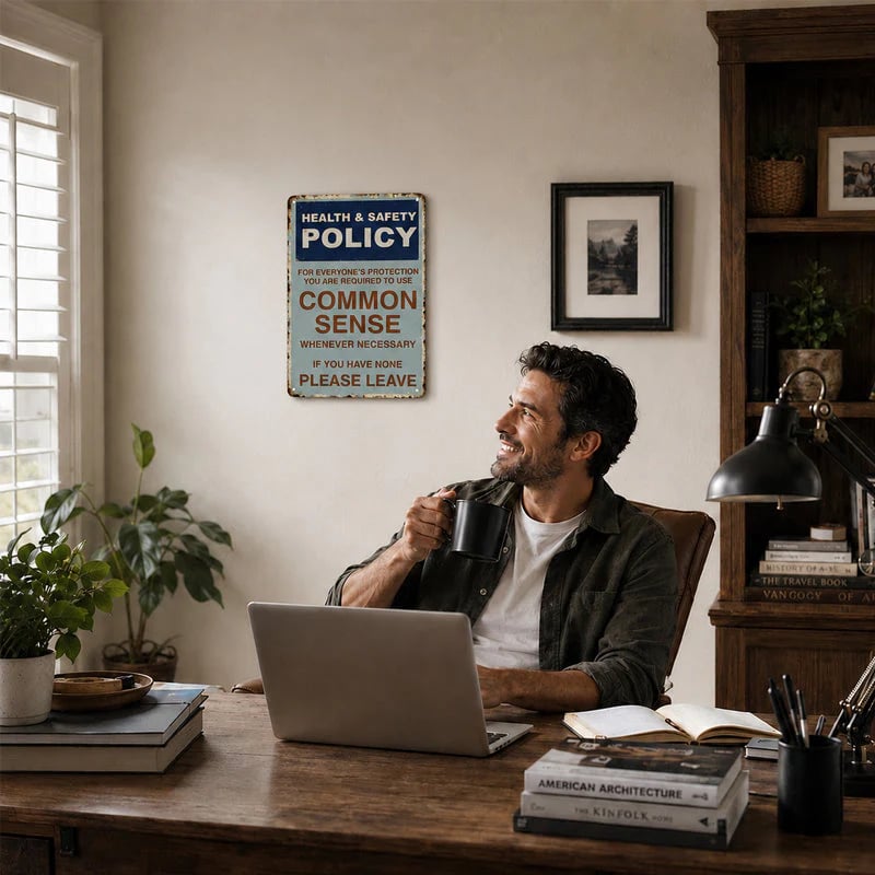 🔥LAST DAY 50% OFF - 😂🤘Sarcastic "Common Sense Policy" Vintage Metal Sign