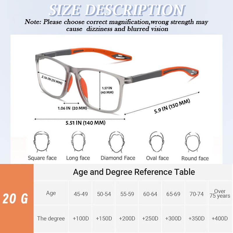 Anti-Blue Light Progressive Reading Glasses – Lightweight Multifocal Eyewear for Men & Women